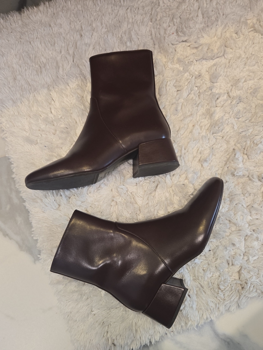Sezane Paulette Women's Brown Leather Block Heel Ankle Boots, Size 7, GUC, Chic - Picture 8 of 9